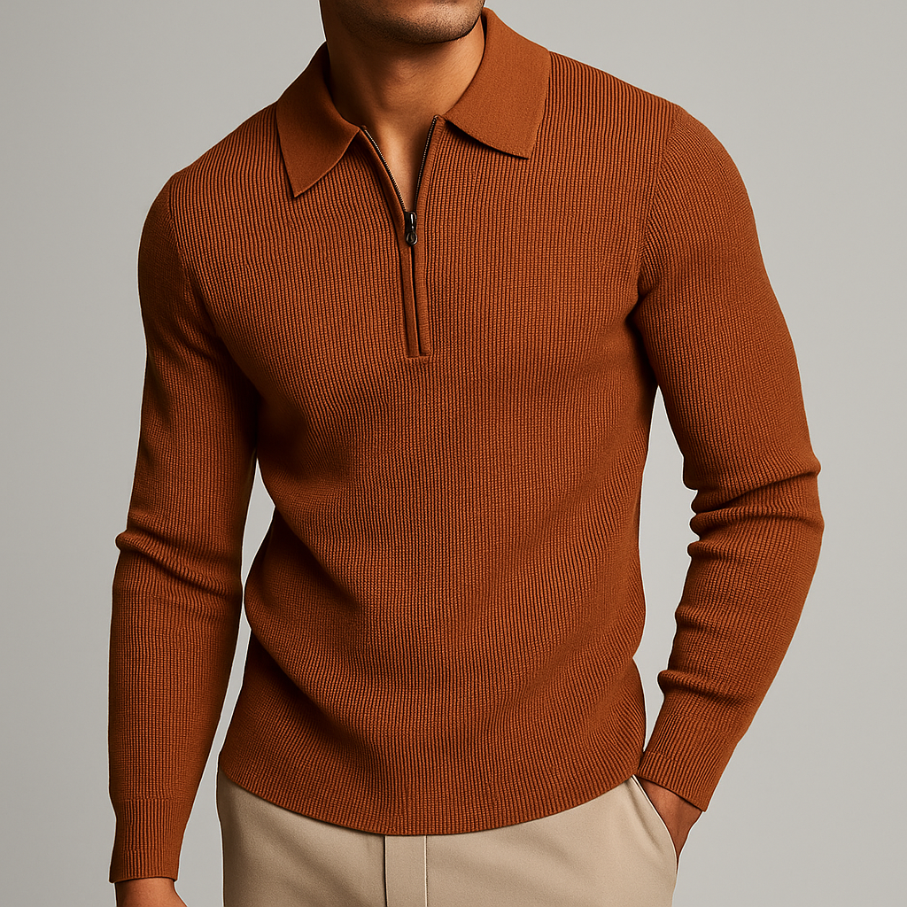 Felpa in Maglia Waffle con Zip | Comfort e Stile