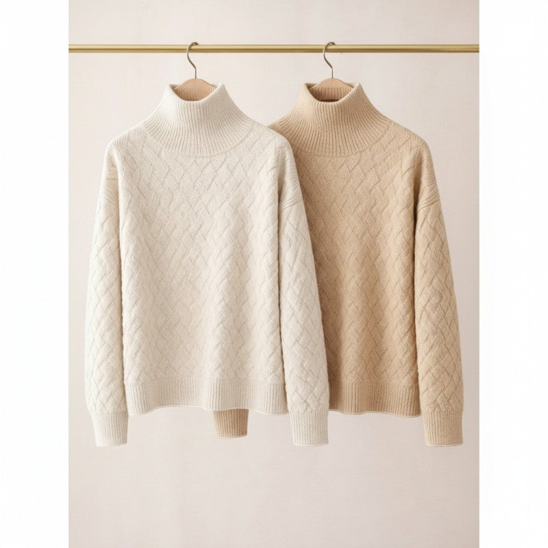 Maglione Collo Alto con Motivo Geometrico e Maniche Lunghe | Ideale per la Stagione Invernale