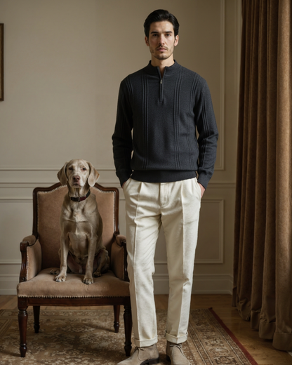 Maglione in Cashmere a Mezzo Zip | Comfort Premium