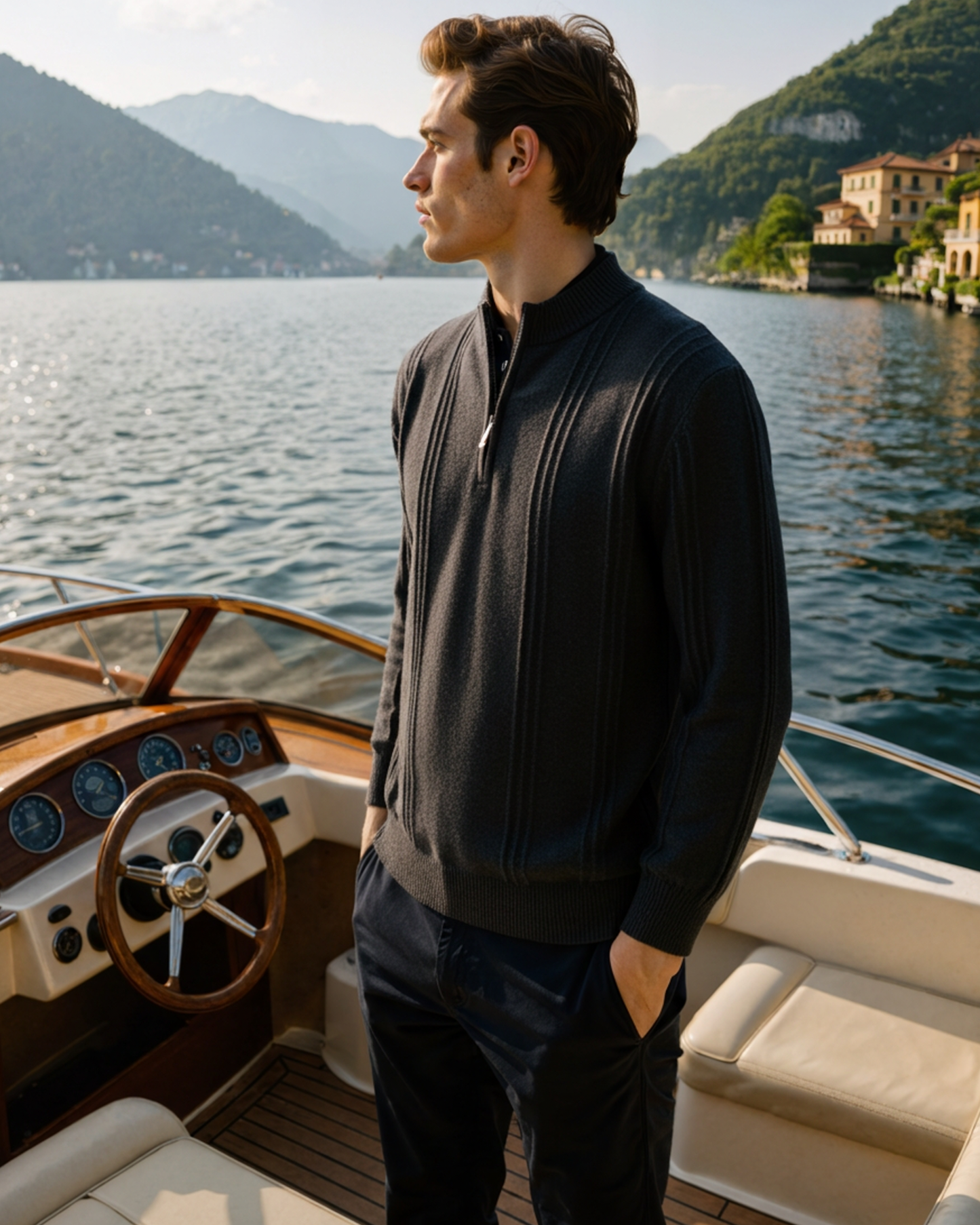 Maglione in Cashmere a Mezzo Zip | Comfort Premium