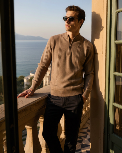 Maglione in Cashmere a Mezzo Zip | Comfort Premium