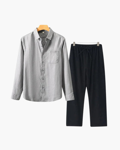 Set Coordinato in Lino Manica Lunga | Comfort Naturale e Stile Pulito