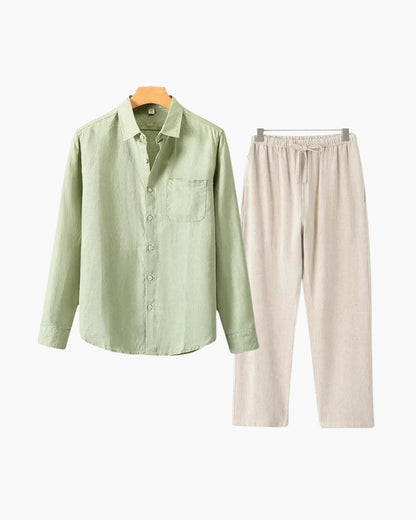Set Coordinato in Lino Manica Lunga | Comfort Naturale e Stile Pulito