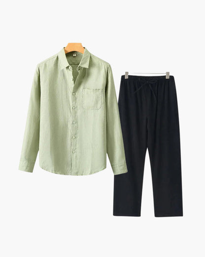 Set Coordinato in Lino Manica Lunga | Comfort Naturale e Stile Pulito