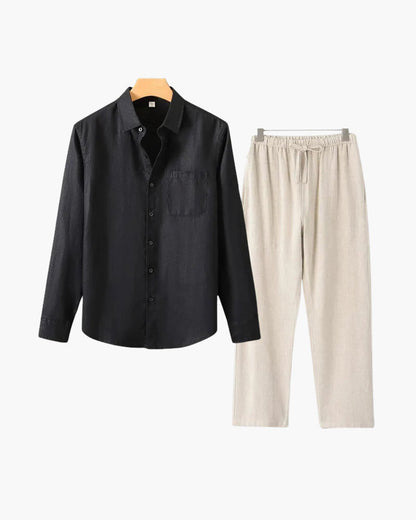 Set Coordinato in Lino Manica Lunga | Comfort Naturale e Stile Pulito