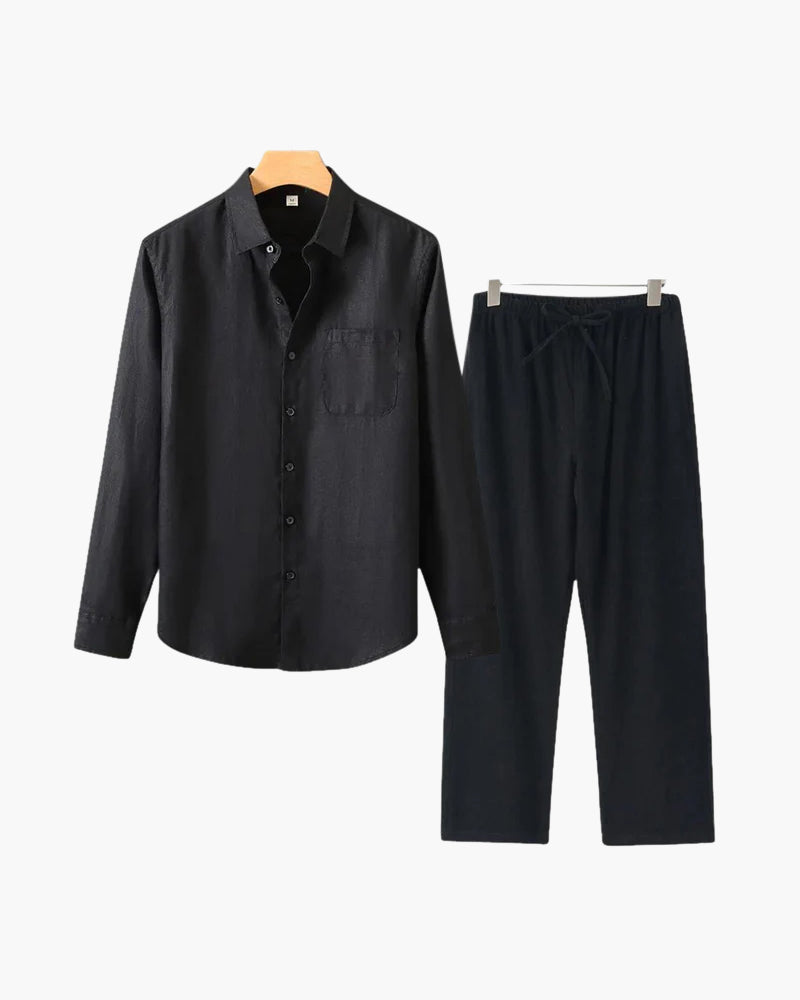 Set Coordinato in Lino Manica Lunga | Comfort Naturale e Stile Pulito