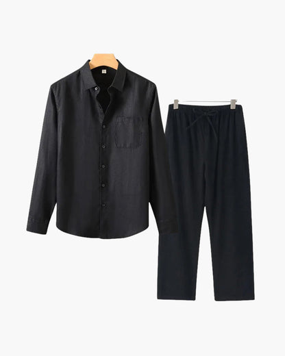 Set Coordinato in Lino Manica Lunga | Comfort Naturale e Stile Pulito