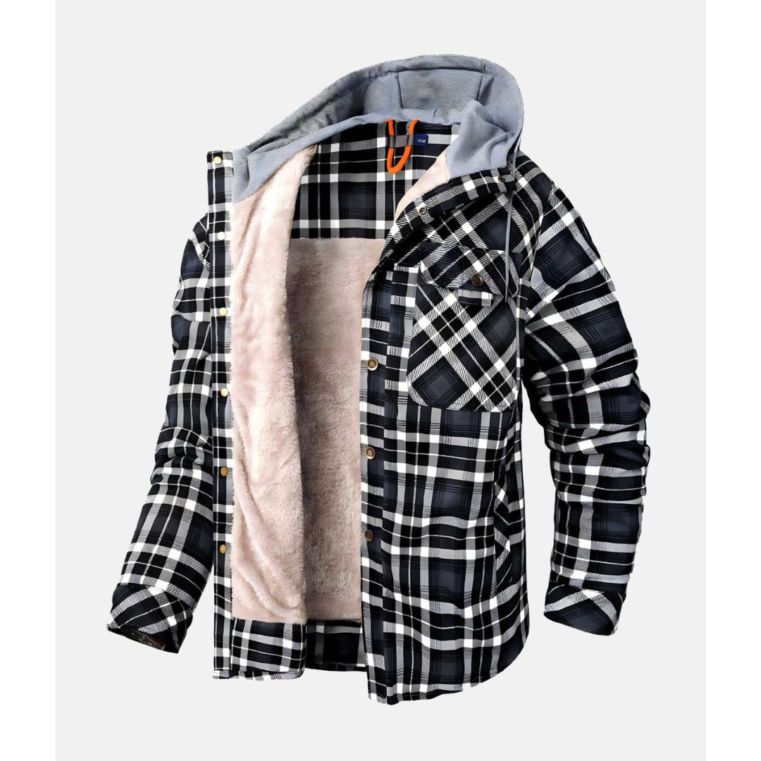 Giacca a Quadri con Bottoni e Cappuccio | Ideale per le Giornate Fresche e Look Casual