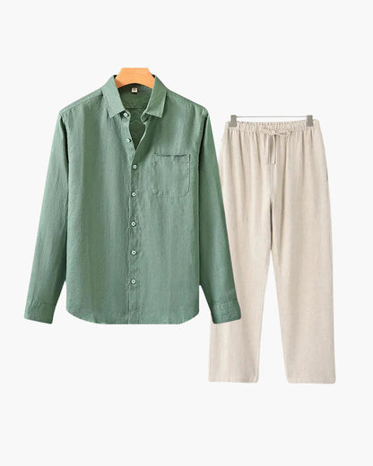Set Coordinato in Lino Manica Lunga | Comfort Naturale e Stile Pulito