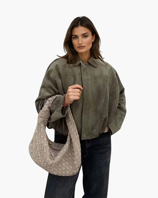 Giacca Bomber Oversize Vintage | Giacca Effetto Scamosciato