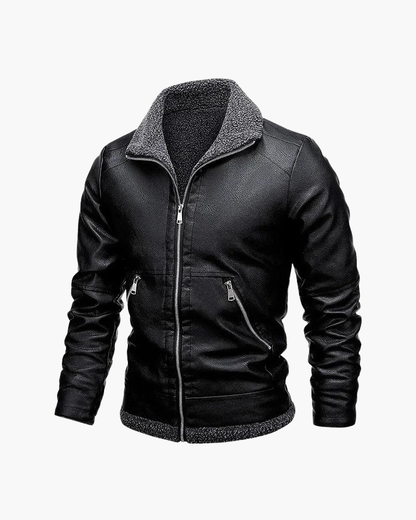 Giacca in Pelle con Interno in Fleece | Eleganza e Comfort