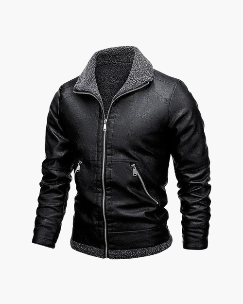 Giacca in Pelle con Interno in Fleece | Eleganza e Comfort