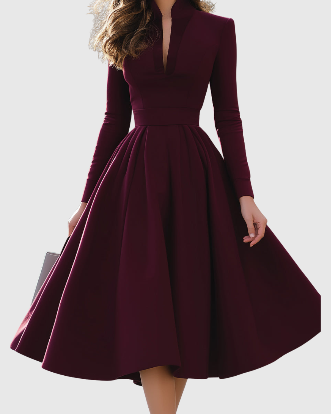 Abito Midi con Scollo a V | Linea Femminile e Dettaglio Scollato
