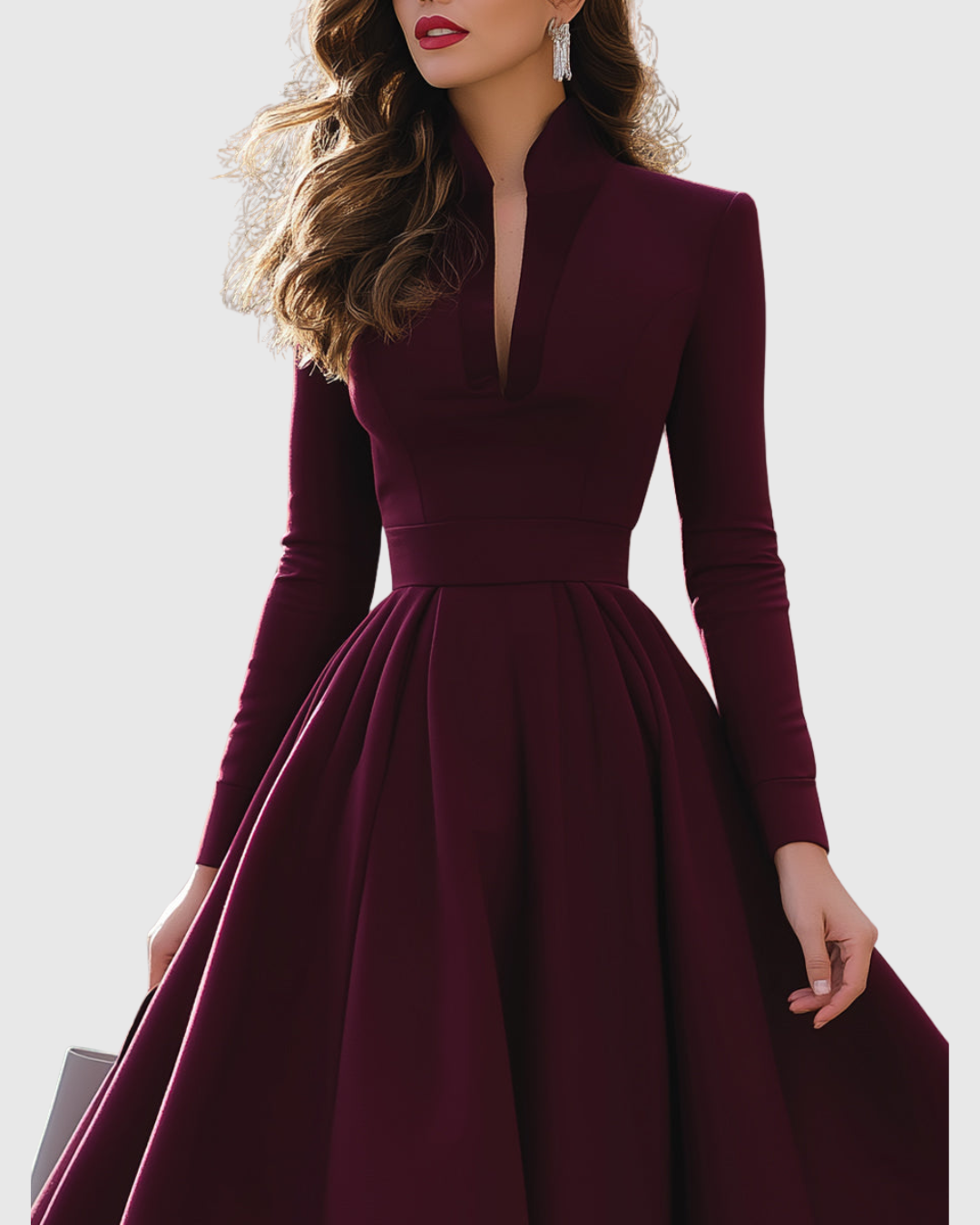 Abito Midi con Scollo a V | Linea Femminile e Dettaglio Scollato
