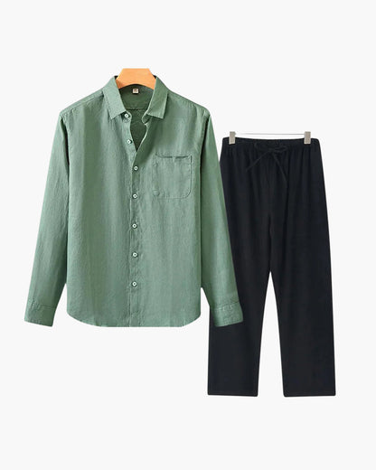 Set Coordinato in Lino Manica Lunga | Comfort Naturale e Stile Pulito