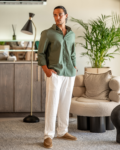 Set Coordinato in Lino Manica Lunga | Comfort Naturale e Stile Pulito