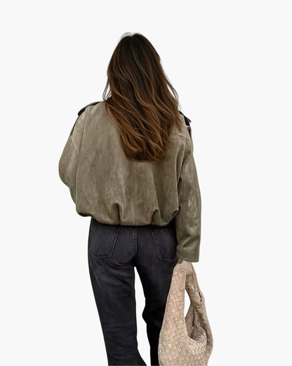Giacca Bomber Oversize Vintage | Giacca Effetto Scamosciato