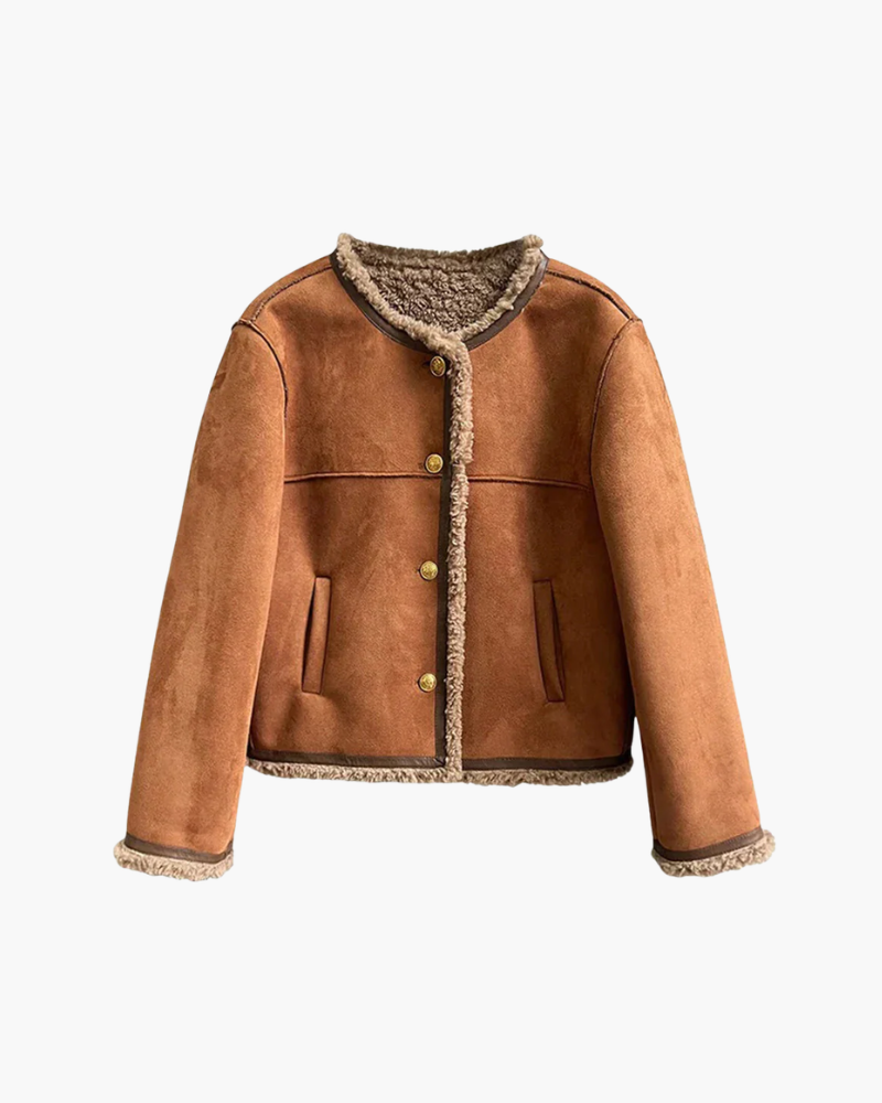 Giacca Suede Sintetico con Fodera Pelliccia | Giacca Corta