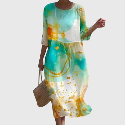 Abito Maxi Floreale Elegante | Stampa Botanica e Presenza Scenica