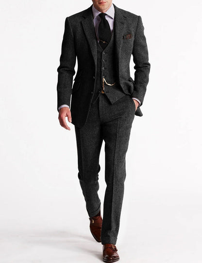 Completo Elegante 3 Pezzi con Revers | Giacca Gilet Pantaloni