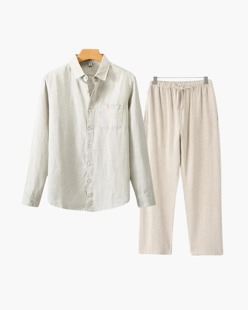 Set Coordinato in Lino Manica Lunga | Comfort Naturale e Stile Pulito
