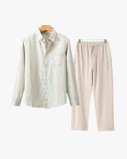 Set Coordinato in Lino Manica Lunga | Comfort Naturale e Stile Pulito