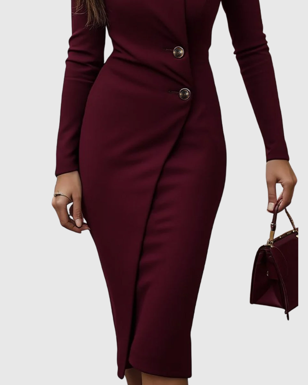 Vestito Midi Wrap con Bottoni | Stile Avvolgente e Linea Femminile