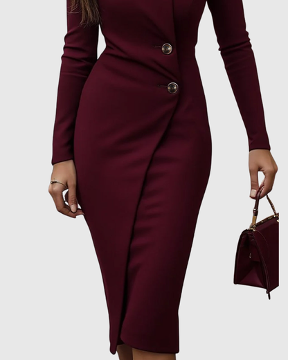 Vestito Midi Wrap con Bottoni | Stile Avvolgente e Linea Femminile