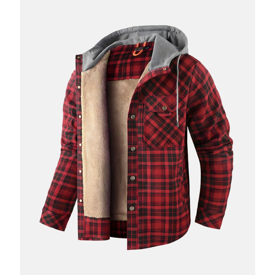 Giacca a Quadri con Bottoni e Cappuccio | Ideale per le Giornate Fresche e Look Casual