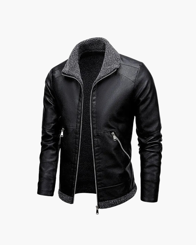 Giacca in Pelle con Interno in Fleece | Eleganza e Comfort