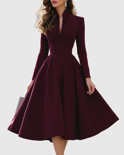 Abito Midi con Scollo a V | Linea Femminile e Dettaglio Scollato
