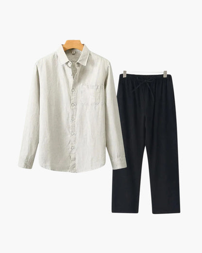 Set Coordinato in Lino Manica Lunga | Comfort Naturale e Stile Pulito