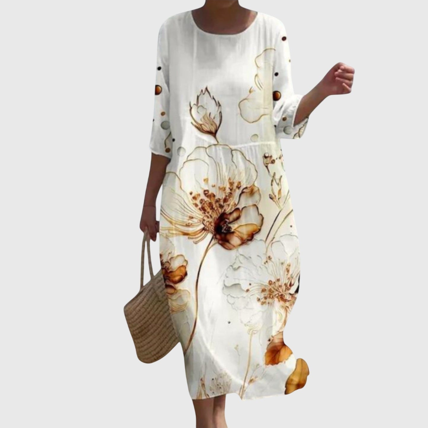 Abito Maxi Floreale Elegante | Stampa Botanica e Presenza Scenica