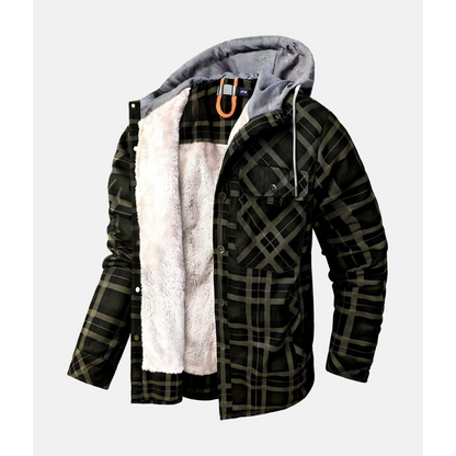 Giacca a Quadri con Bottoni e Cappuccio | Ideale per le Giornate Fresche e Look Casual
