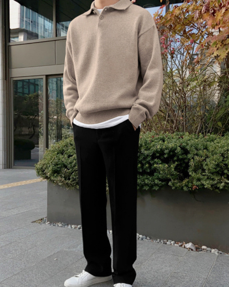 Maglione in Lana con Mezza Zip | Comfort Naturale e Stile Essenziale
