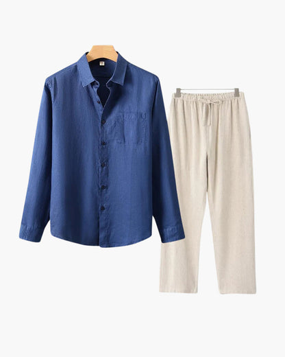 Set Coordinato in Lino Manica Lunga | Comfort Naturale e Stile Pulito