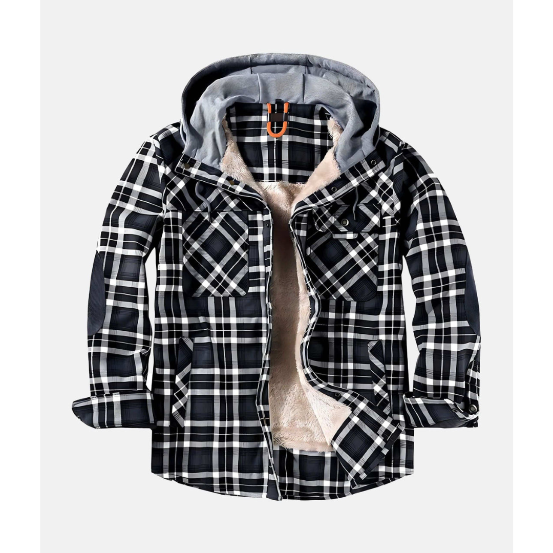 Giacca a Quadri con Bottoni e Cappuccio | Ideale per le Giornate Fresche e Look Casual