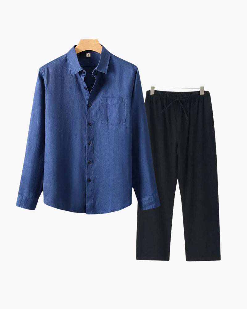 Set Coordinato in Lino Manica Lunga | Comfort Naturale e Stile Pulito