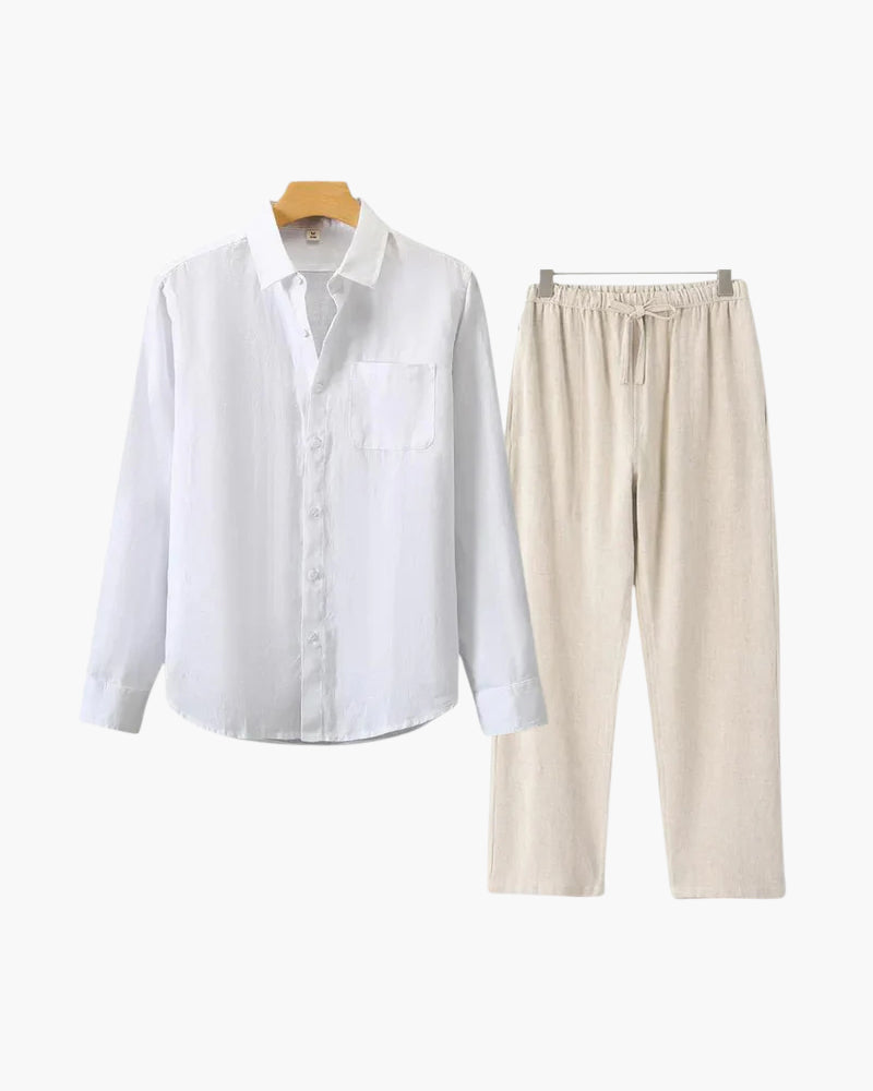 Set Coordinato in Lino Manica Lunga | Comfort Naturale e Stile Pulito