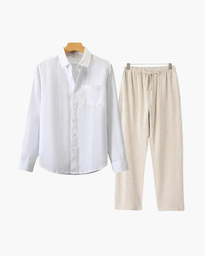 Set Coordinato in Lino Manica Lunga | Comfort Naturale e Stile Pulito