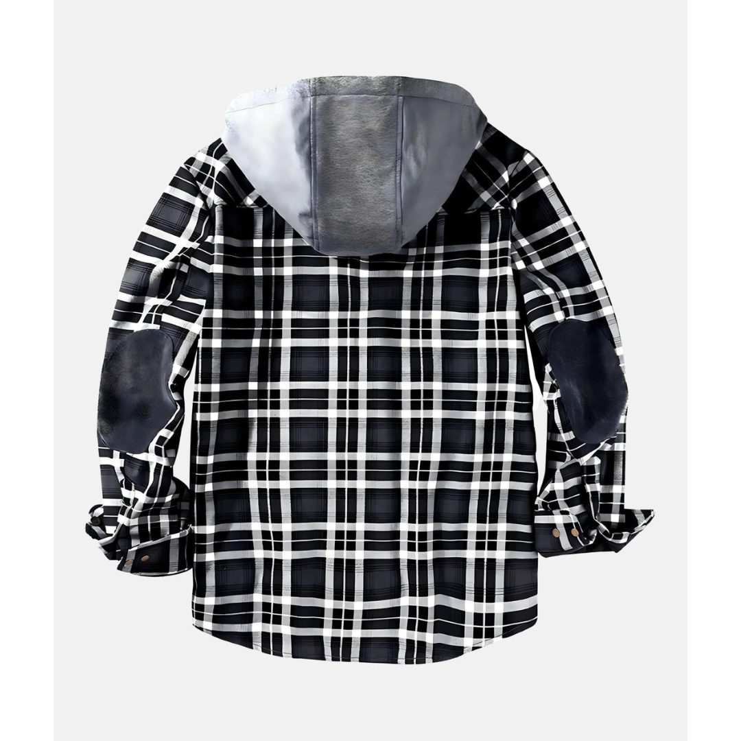Giacca a Quadri con Bottoni e Cappuccio | Ideale per le Giornate Fresche e Look Casual