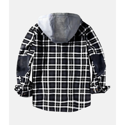 Giacca a Quadri con Bottoni e Cappuccio | Ideale per le Giornate Fresche e Look Casual