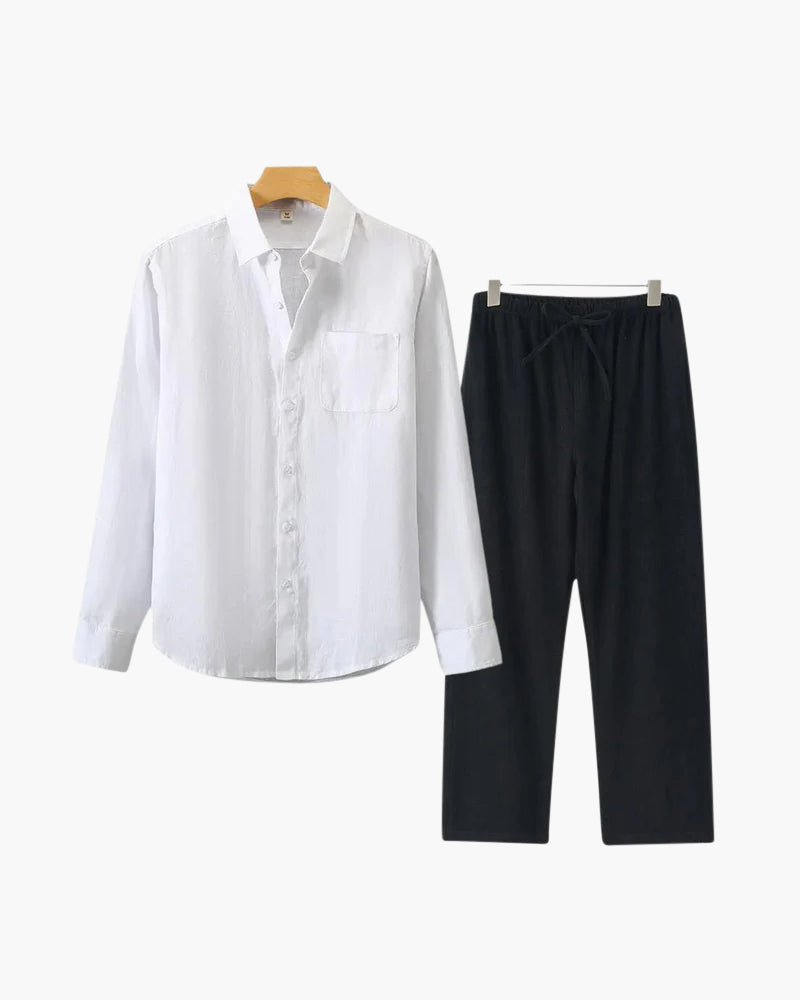 Set Coordinato in Lino Manica Lunga | Comfort Naturale e Stile Pulito