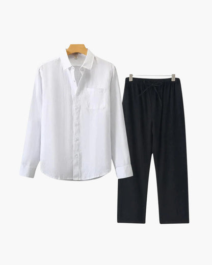 Set Coordinato in Lino Manica Lunga | Comfort Naturale e Stile Pulito