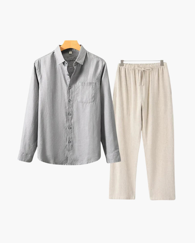 Set Coordinato in Lino Manica Lunga | Comfort Naturale e Stile Pulito