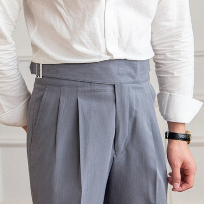 Pantaloni da Suit con Pieghe | Cintura Regolabile e Vestibilità Sartoriale