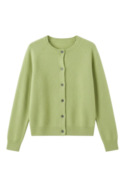 Cardigan con Bottoni e Scollo Rotondo in Lana Merino | Ideale per Uso Quotidiano in Mezza Stagione