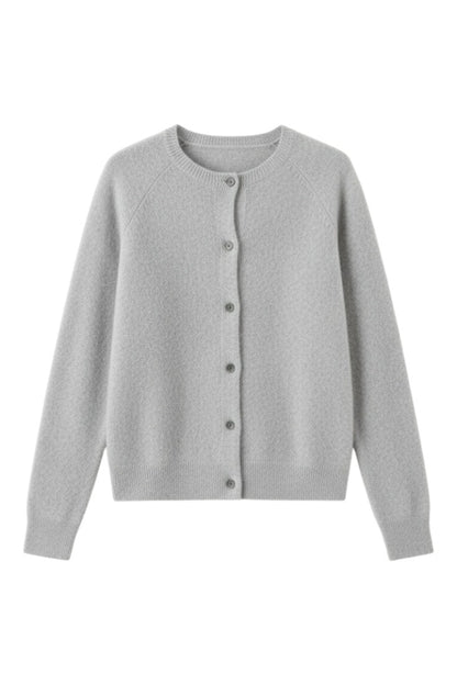 Cardigan con Bottoni e Scollo Rotondo in Lana Merino | Ideale per Uso Quotidiano in Mezza Stagione