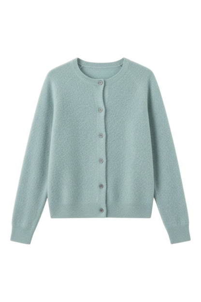 Cardigan con Bottoni e Scollo Rotondo in Lana Merino | Ideale per Uso Quotidiano in Mezza Stagione