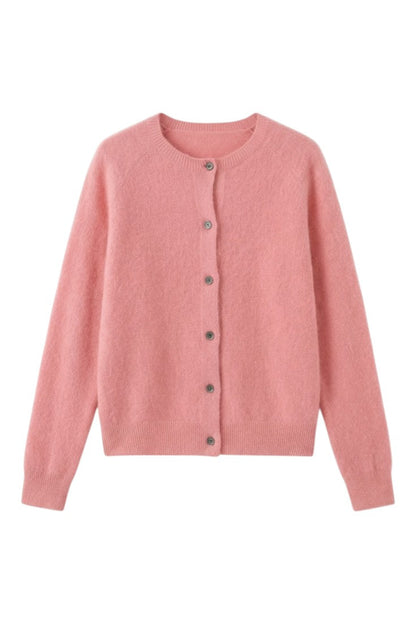 Cardigan con Bottoni e Scollo Rotondo in Lana Merino | Ideale per Uso Quotidiano in Mezza Stagione